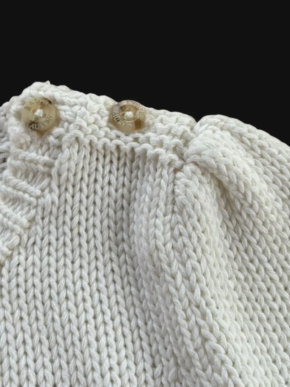 Vintage Ralph Lauren RL Flag Knit Sweater in White Girls 18 Months